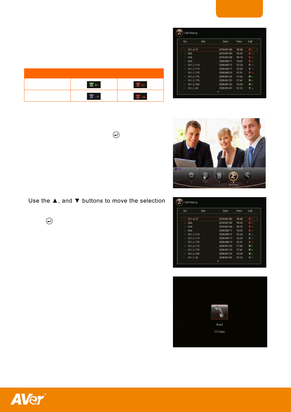 To make a call in call history | AVer H300 user manual User Manual | Page 29 / 77