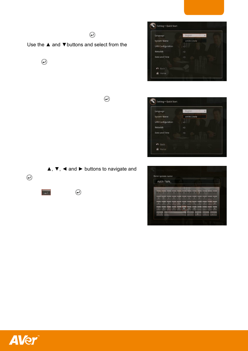 To setup the language, To setup the system name | AVer H300 user manual User Manual | Page 33 / 77