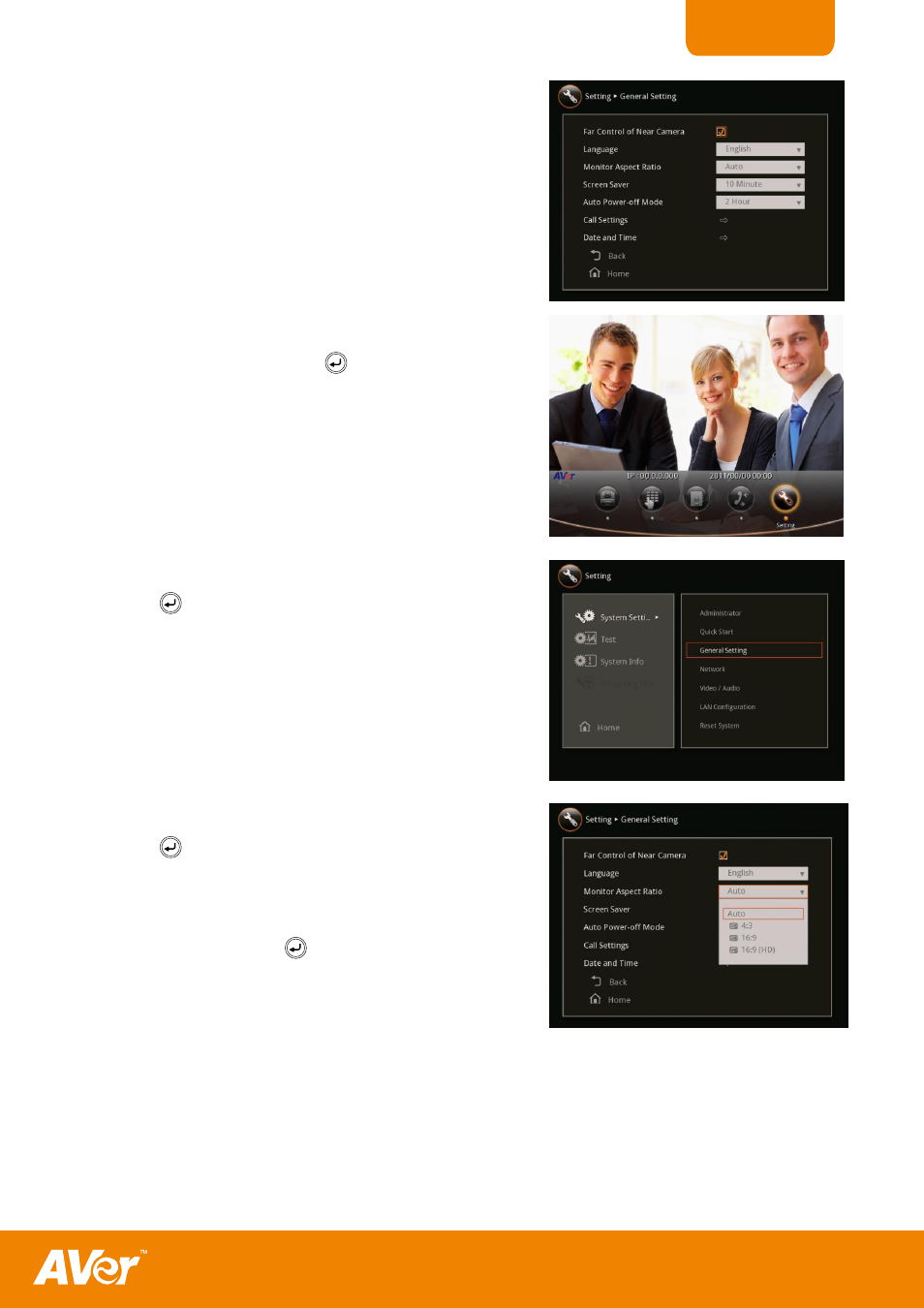 To set the monitor aspect ratio | AVer H300 user manual User Manual | Page 37 / 77