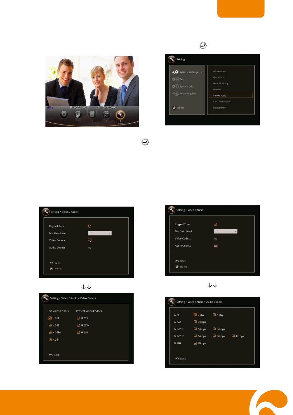 To specify the video/audio codec | AVer H300 user manual User Manual | Page 46 / 77