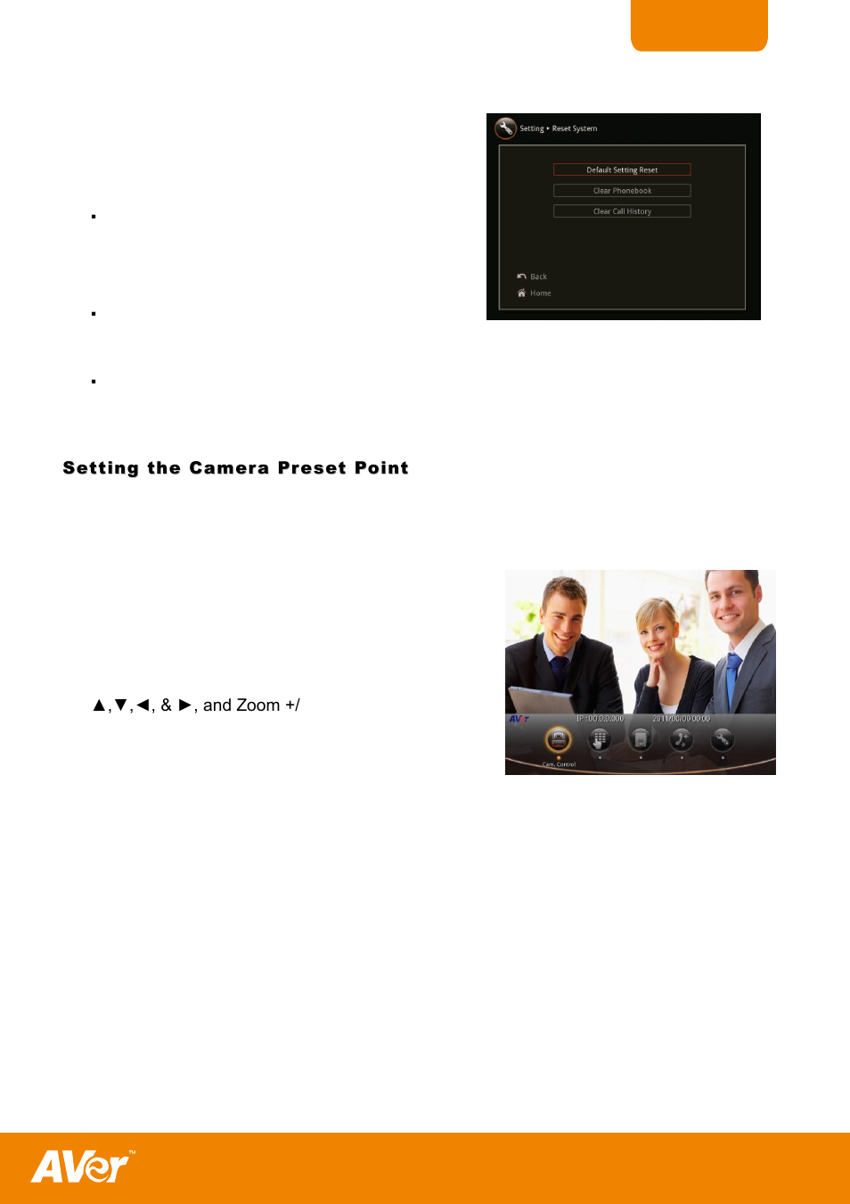 Setting the camera preset point, To set the camera preset point | AVer H300 user manual User Manual | Page 49 / 77