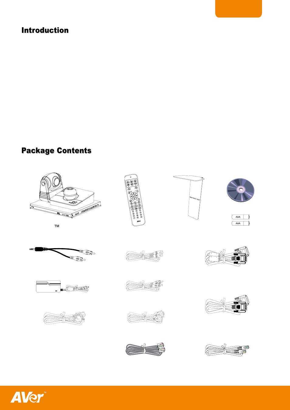 Introduction, Package contents | AVer H300 user manual User Manual | Page 5 / 77