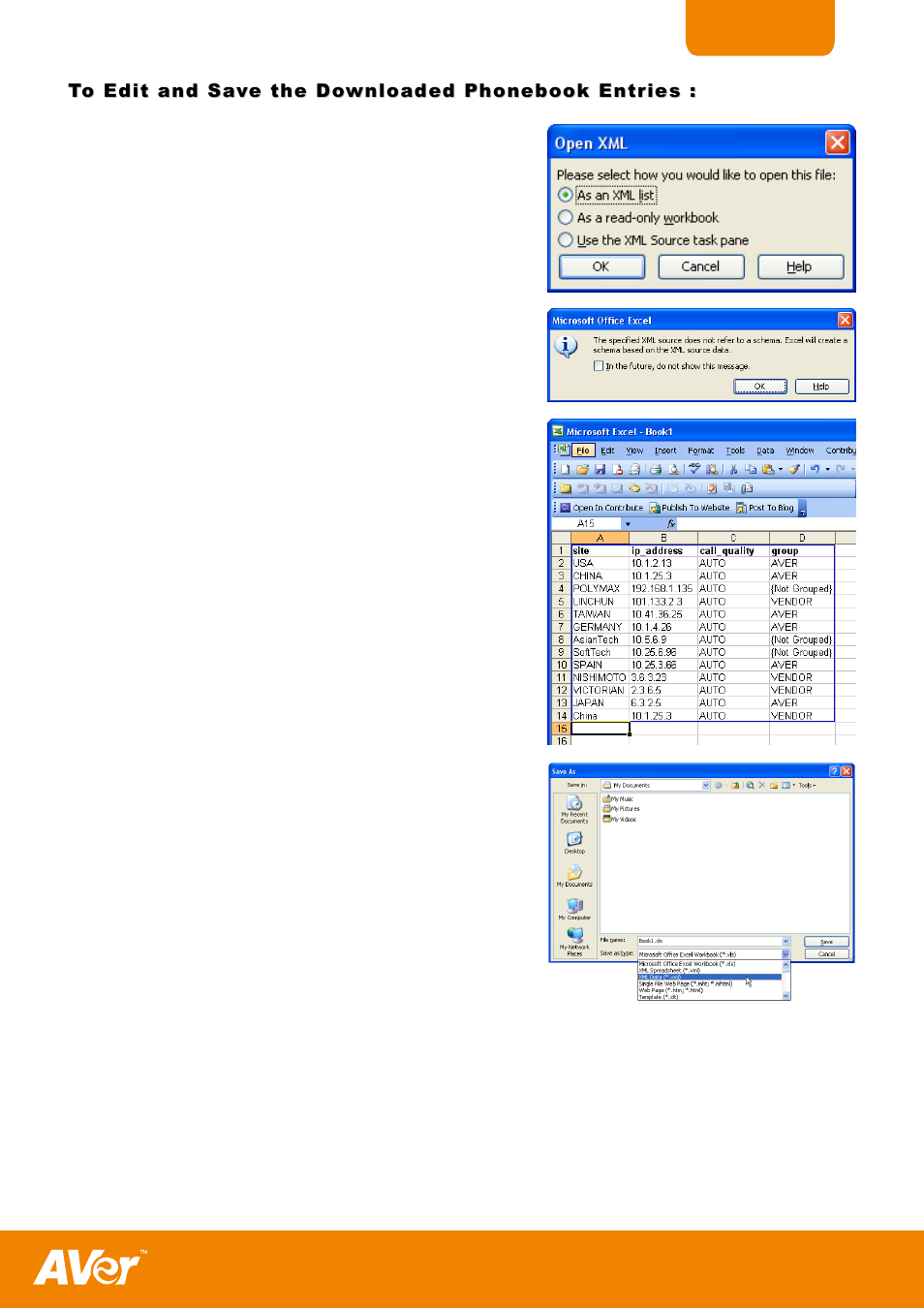 To edit and save the downloaded phonebook entries | AVer H300 user manual User Manual | Page 57 / 77
