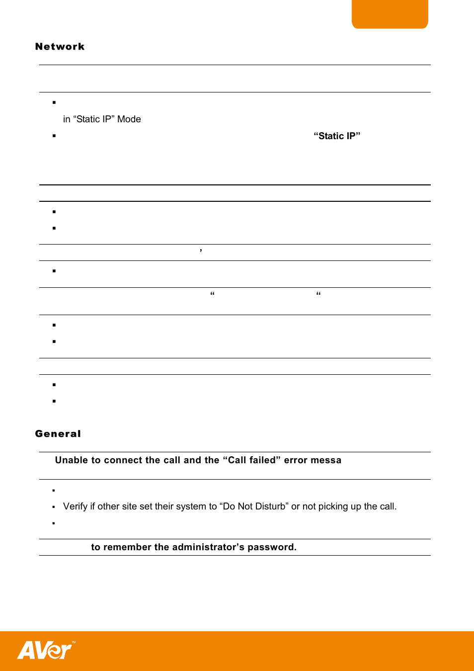 Network, General | AVer H300 user manual User Manual | Page 73 / 77