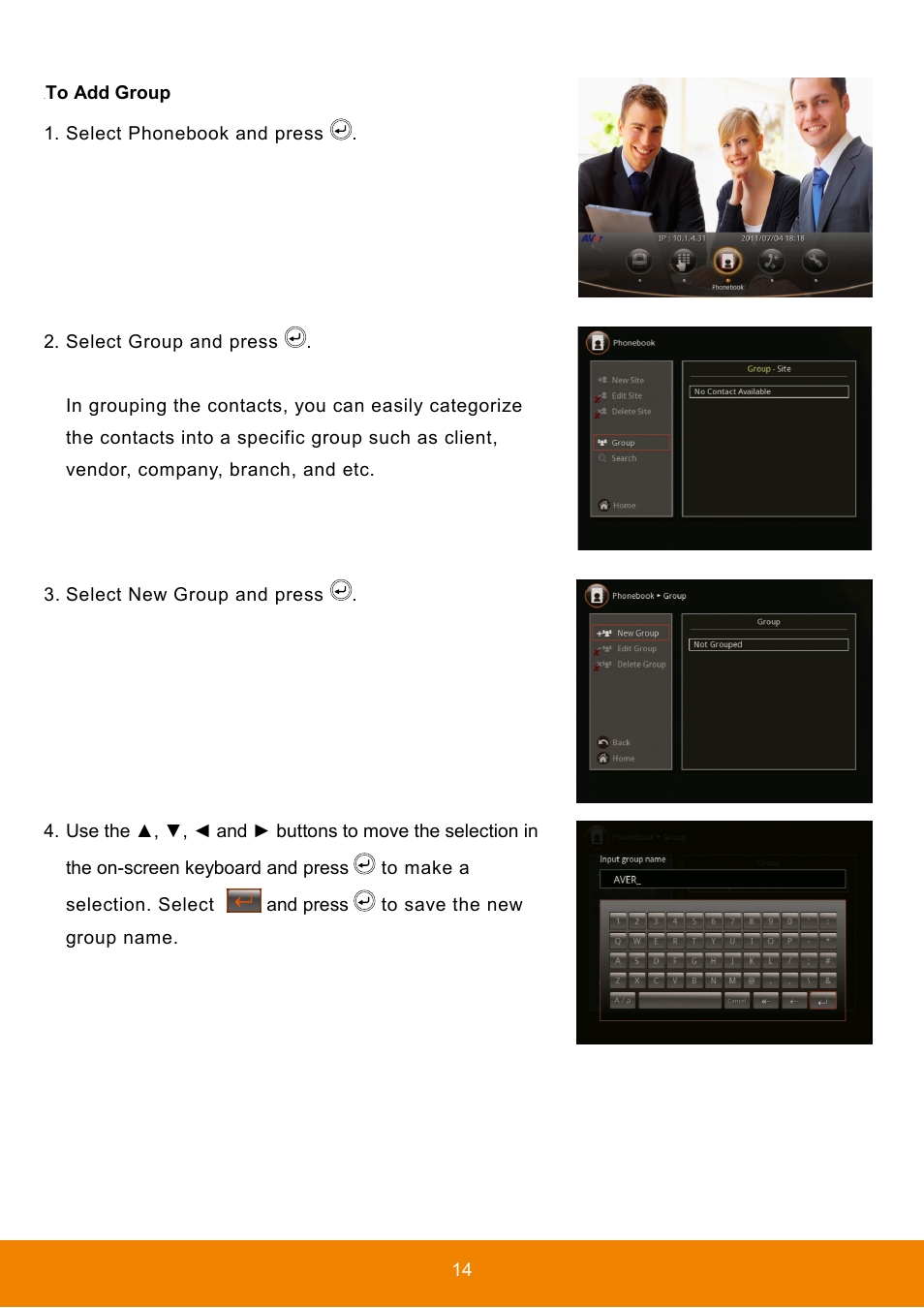 To add group | AVer HVC130 user manual User Manual | Page 18 / 74
