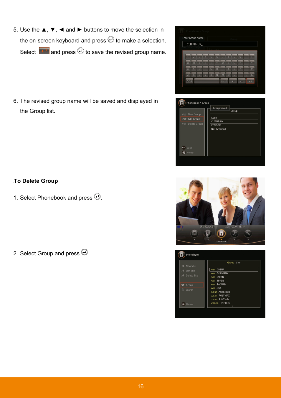 To delete group | AVer HVC130 user manual User Manual | Page 20 / 74