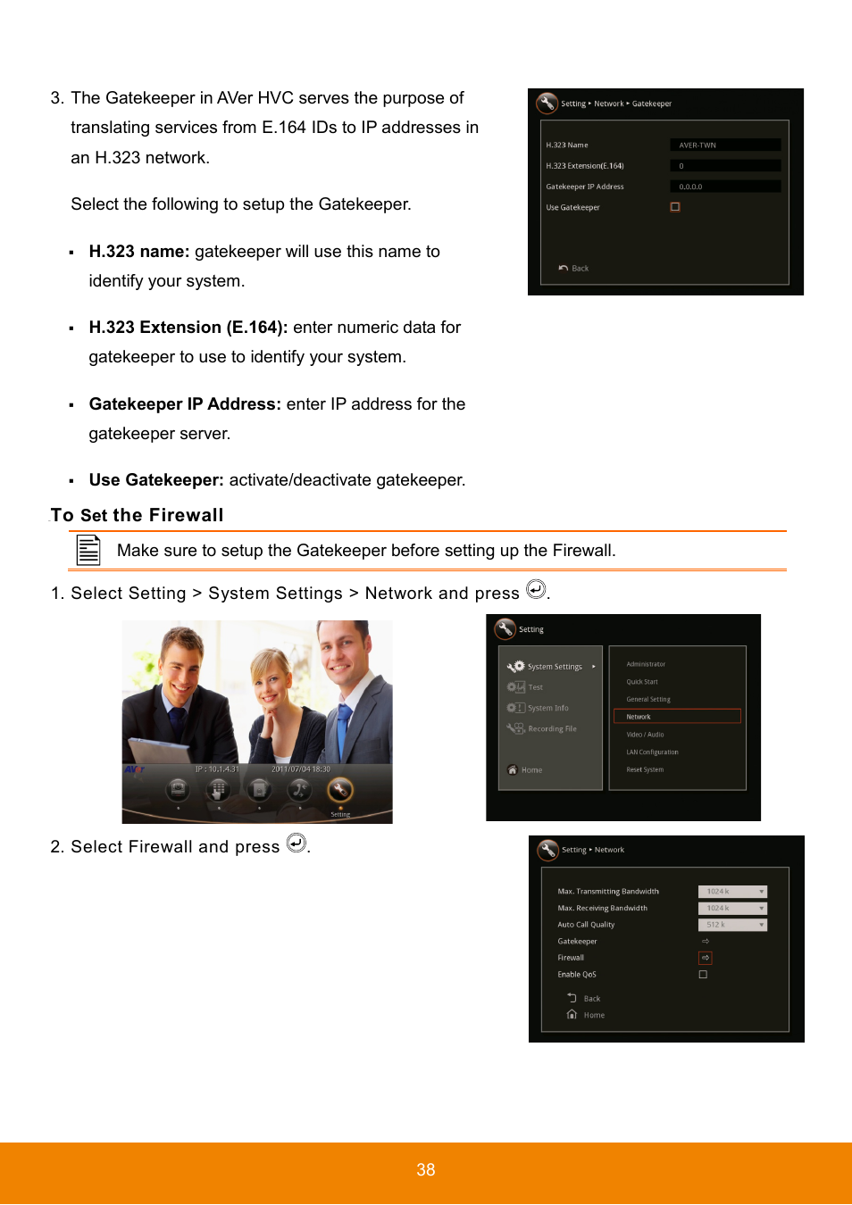 To set the firewall | AVer HVC130 user manual User Manual | Page 42 / 74