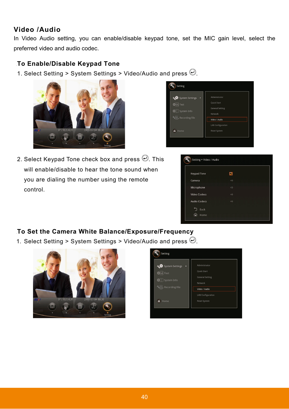 Video /audio | AVer HVC130 user manual User Manual | Page 44 / 74