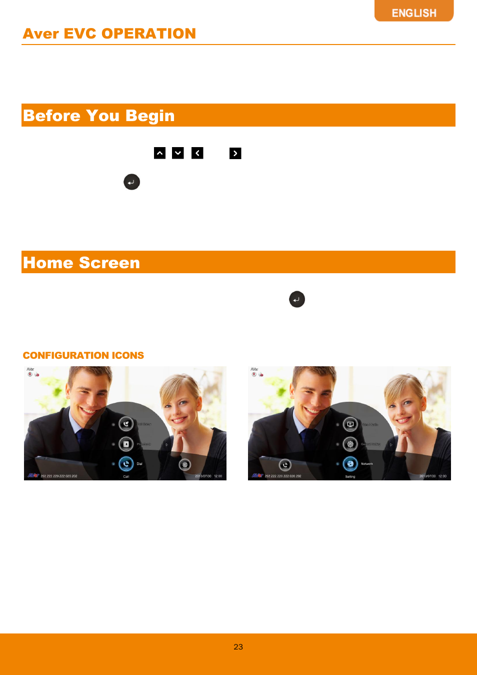 Before you begin, Home screen, Aver evc operation | AVer EVC130 user manual User Manual | Page 26 / 89