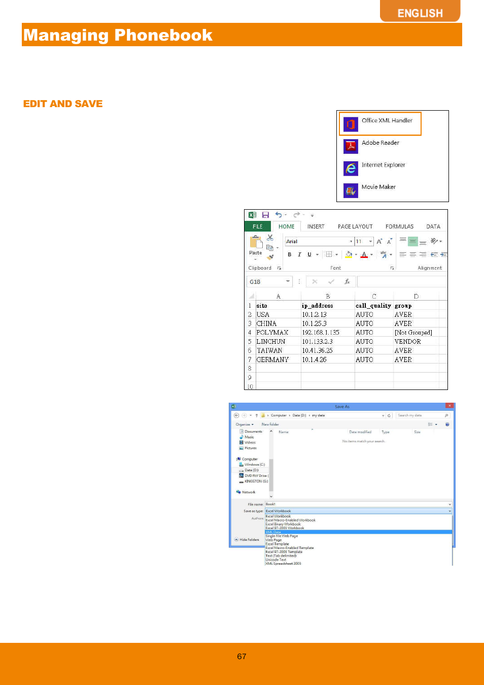 Managing phonebook | AVer EVC130 user manual User Manual | Page 70 / 89