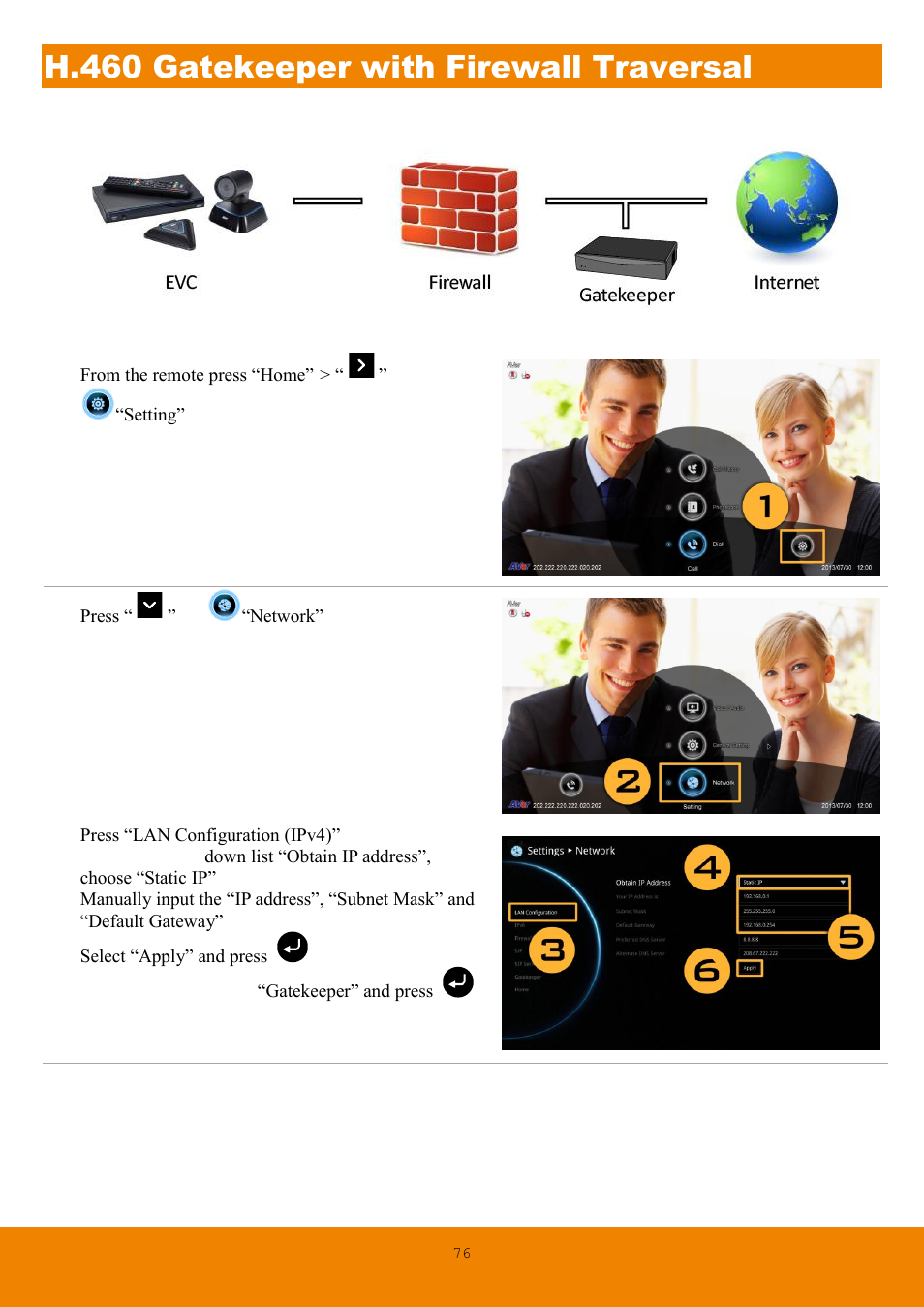H.460 gatekeeper with firewall traversal | AVer EVC130 user manual User Manual | Page 79 / 89