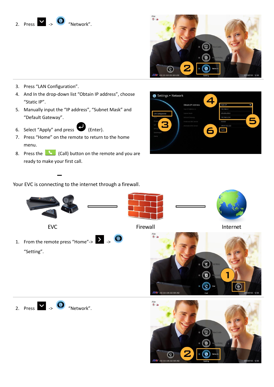 Scenario 2 –private ip configuration | AVer EVC130 quick guide User Manual | Page 5 / 8