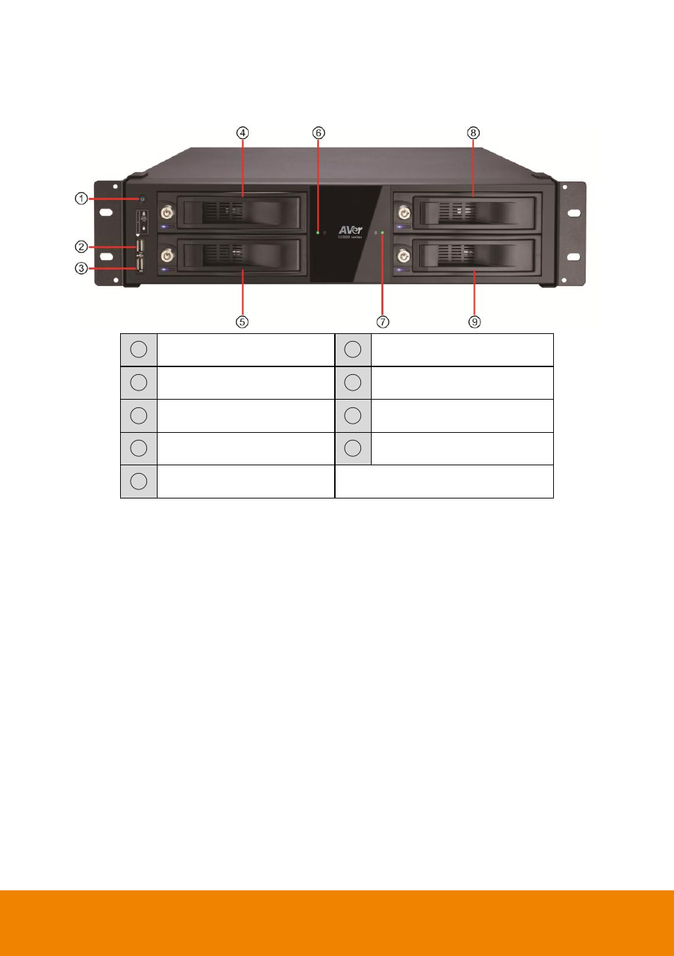 2 front panel, Front panel | AVer E5000 series User Manual | Page 12 / 191