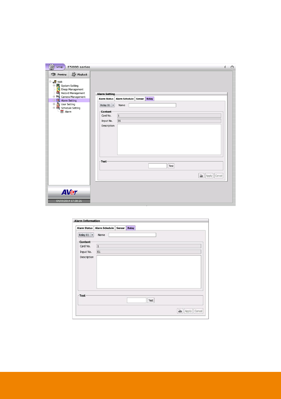 2 relay setting, Relay setting | AVer E5000 series User Manual | Page 128 / 191