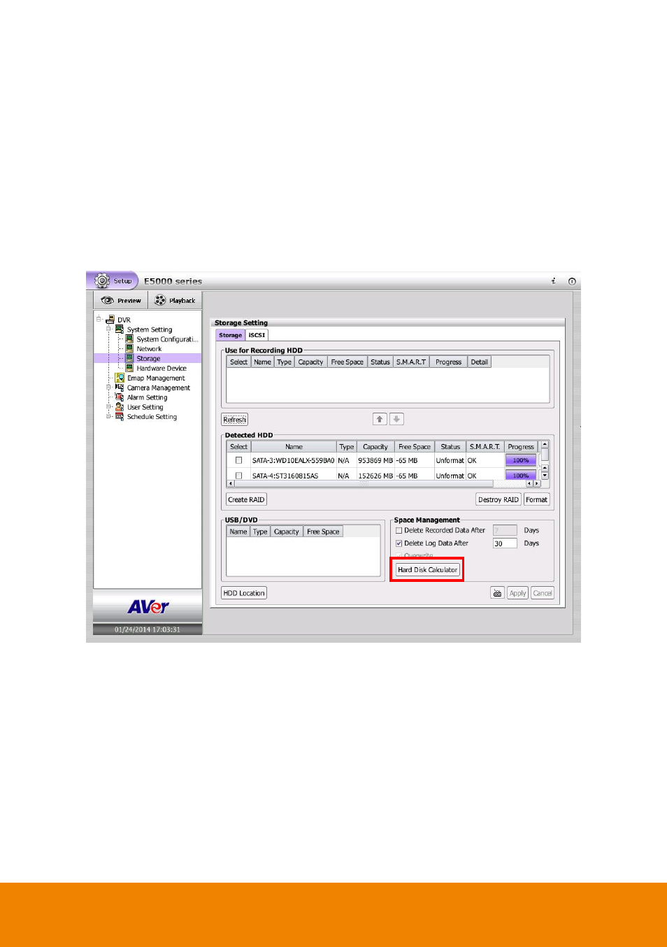 18 nvr/dvr system tools, 1 hard disk calculator, Nvr/dvr system tools | Hard disk calculator | AVer E5000 series User Manual | Page 144 / 191