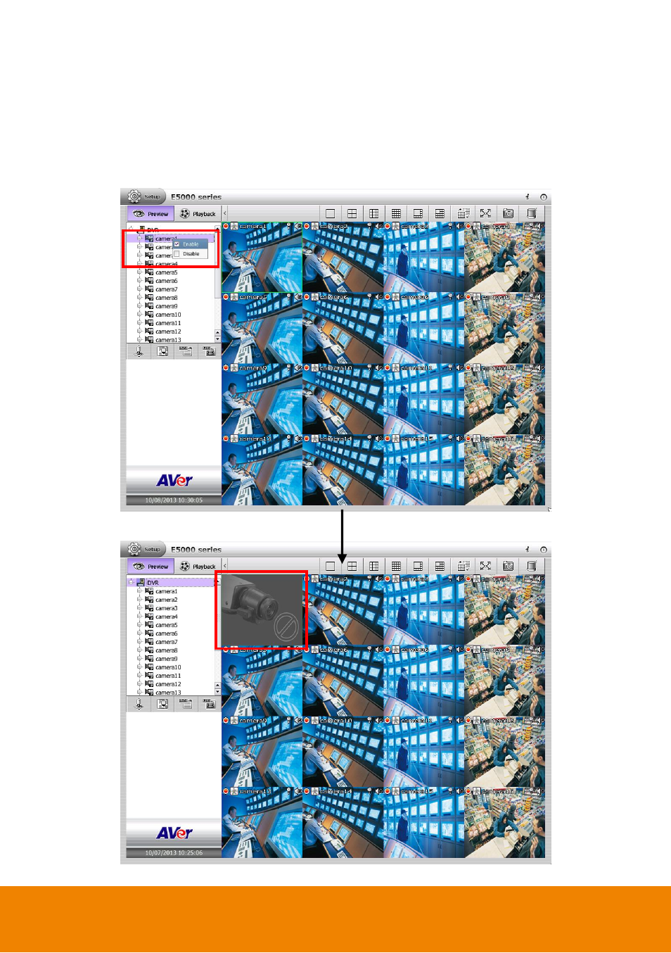 3 enable/disable the camera channel, Enable/disable the camera channel | AVer E5000 series User Manual | Page 149 / 191