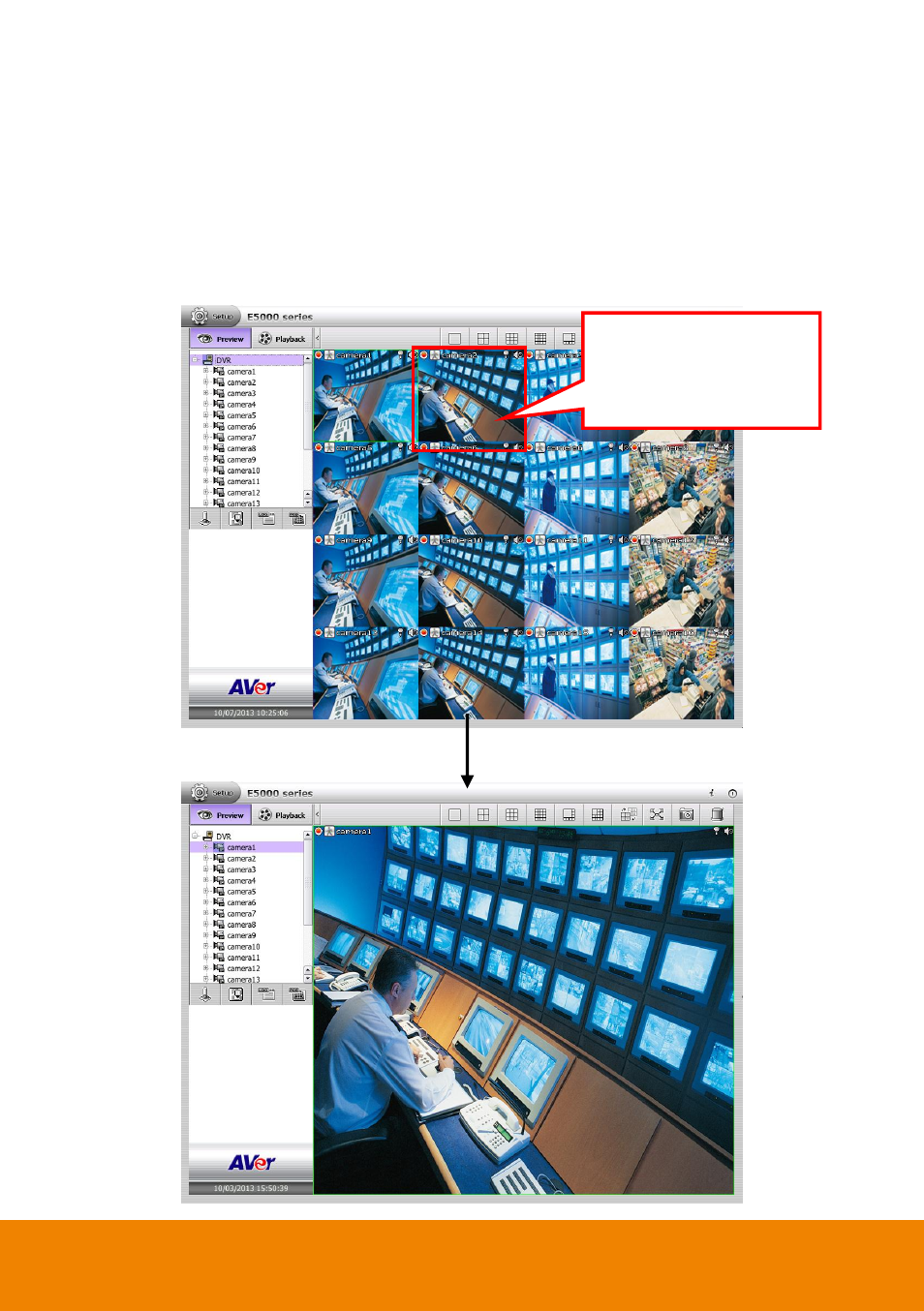 Switching multiple screen to single screen display, Chapter 3.6 | AVer E5000 series User Manual | Page 152 / 191