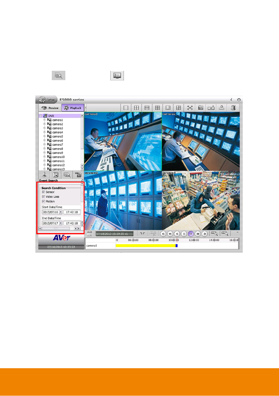 3 using event search to playback the event, Using event search to playback the event, Chapter 4. 3 | AVer E5000 series User Manual | Page 163 / 191