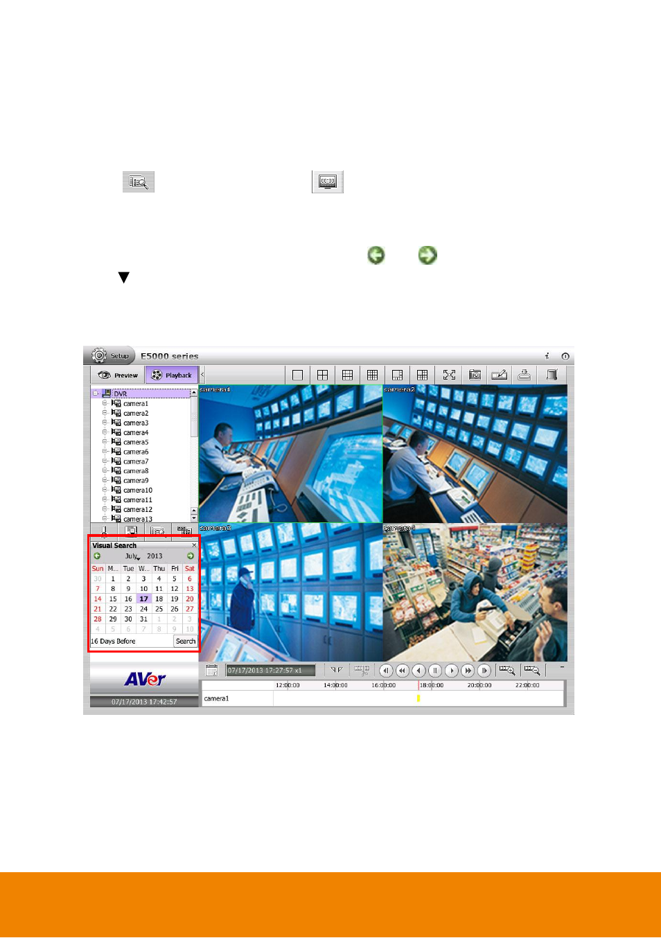 Using visual search to playback the specific time, Chapter 4. 4 | AVer E5000 series User Manual | Page 165 / 191