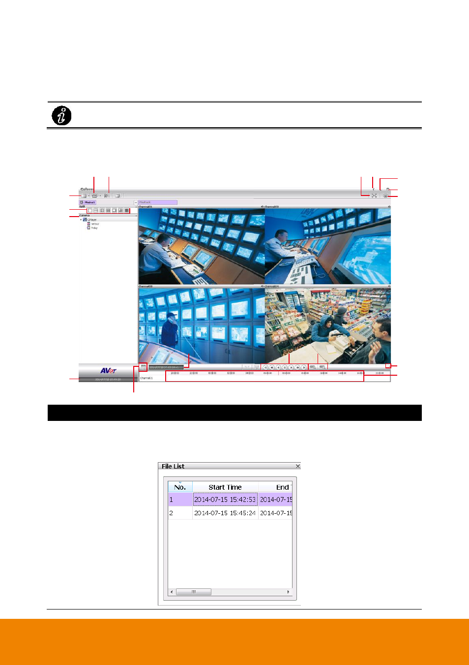 1 familiarizing functions of qplayer, Familiarizing functions of qplayer, To bookmark a section of the video for playback | AVer E5000 series User Manual | Page 178 / 191