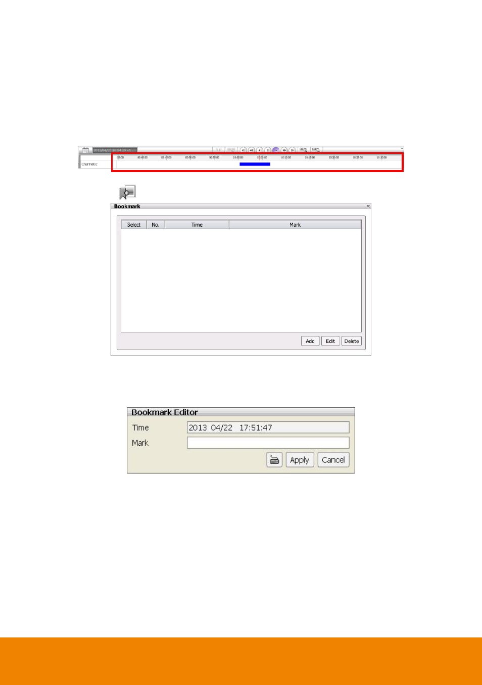 1 to bookmark a section of the video for playback | AVer E5000 series User Manual | Page 182 / 191