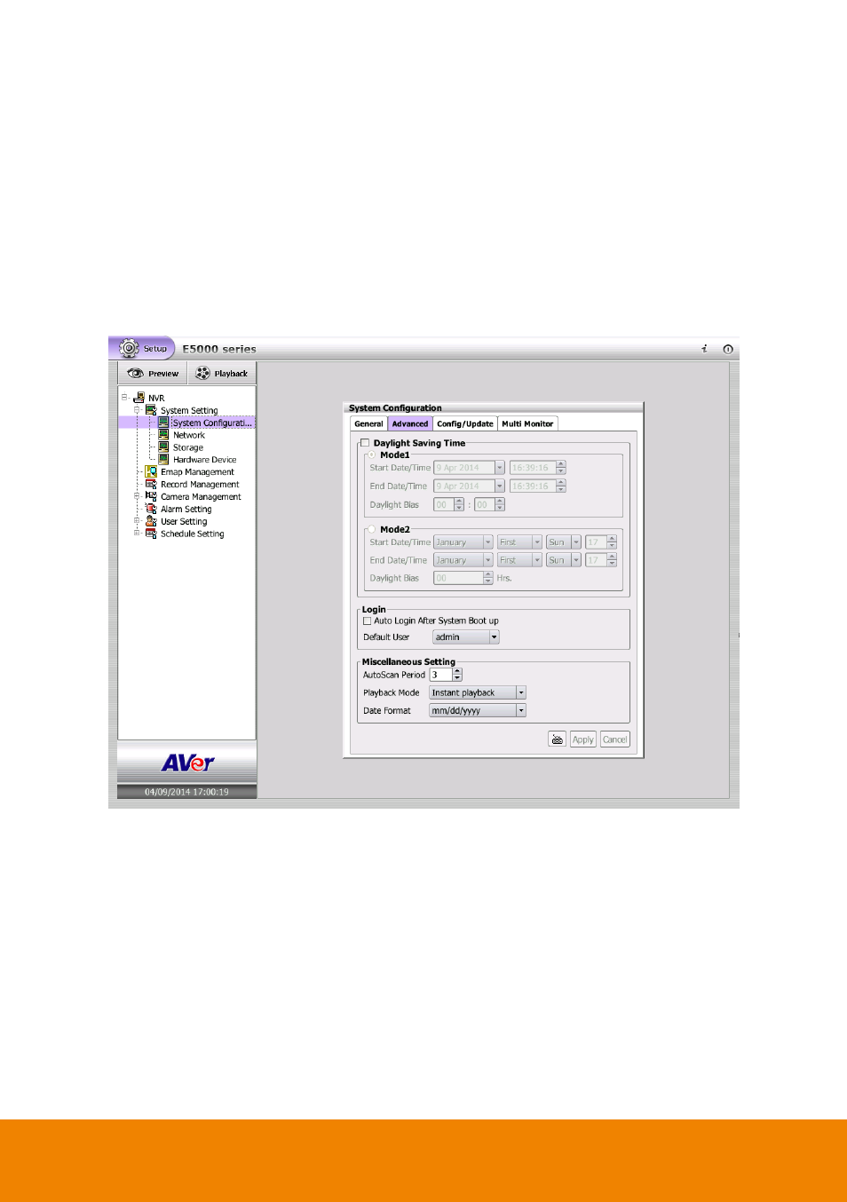 2 system advanced setting, System advanced setting | AVer E5000 series User Manual | Page 37 / 191