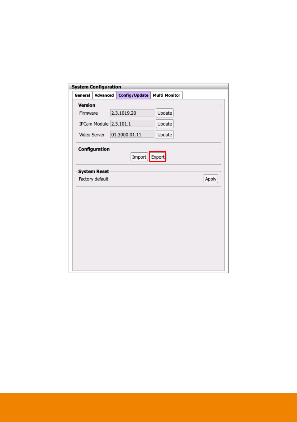 2 exporting nvr/dvr system configuration, Exporting nvr/dvr system configuration | AVer E5000 series User Manual | Page 44 / 191