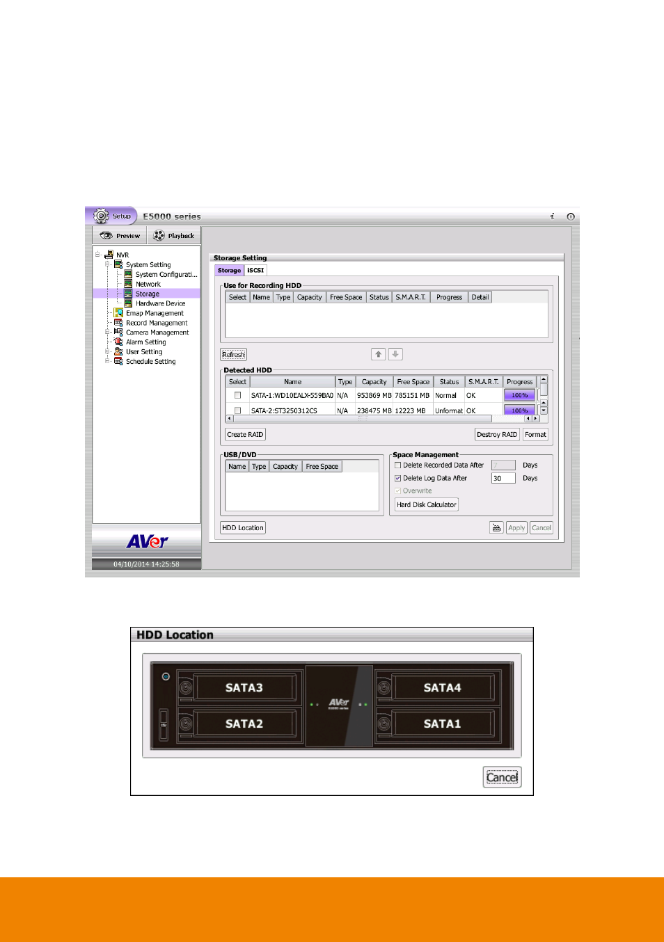 7 storage setting, Storage setting | AVer E5000 series User Manual | Page 59 / 191