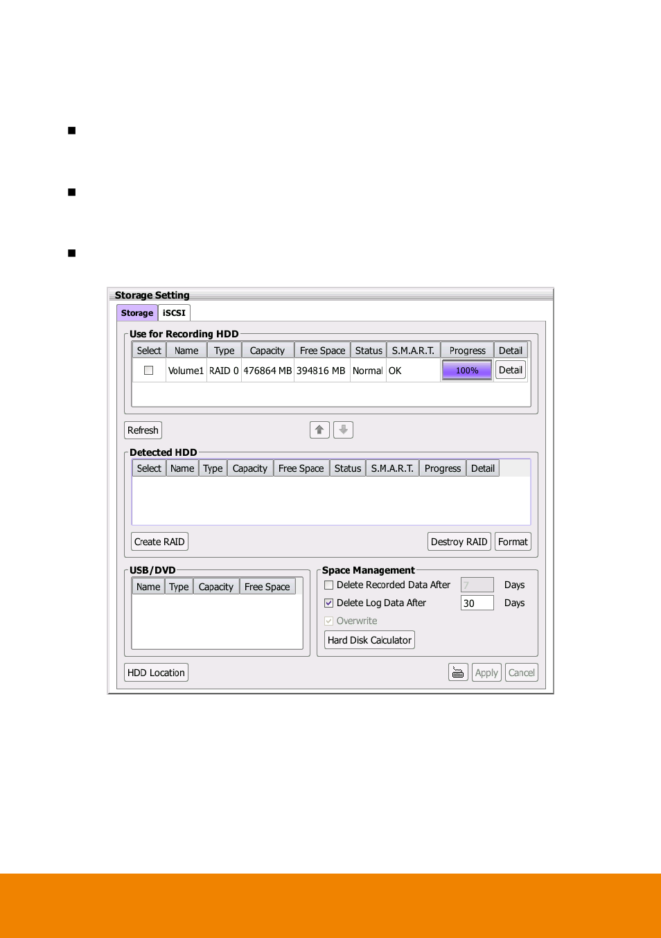 4 setup hard disk and event log recycle time, Setup hard disk and event log recycle time | AVer E5000 series User Manual | Page 67 / 191