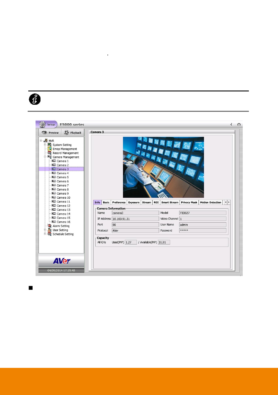 3 camera detail configuration, Info, Camera detail configuration | AVer E5000 series User Manual | Page 77 / 191