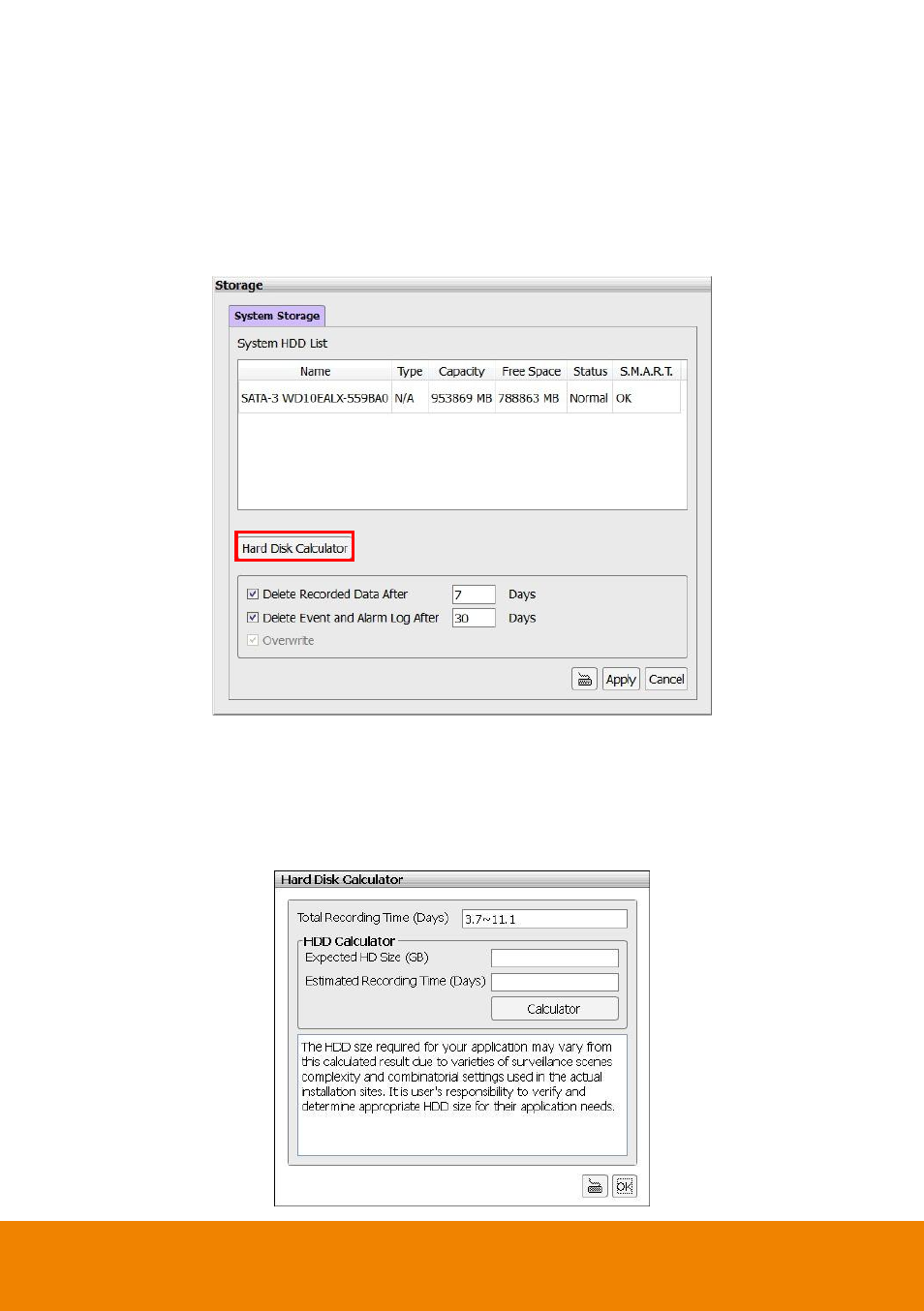 Hard disk calculator | AVer CM5000 User Manual | Page 108 / 157