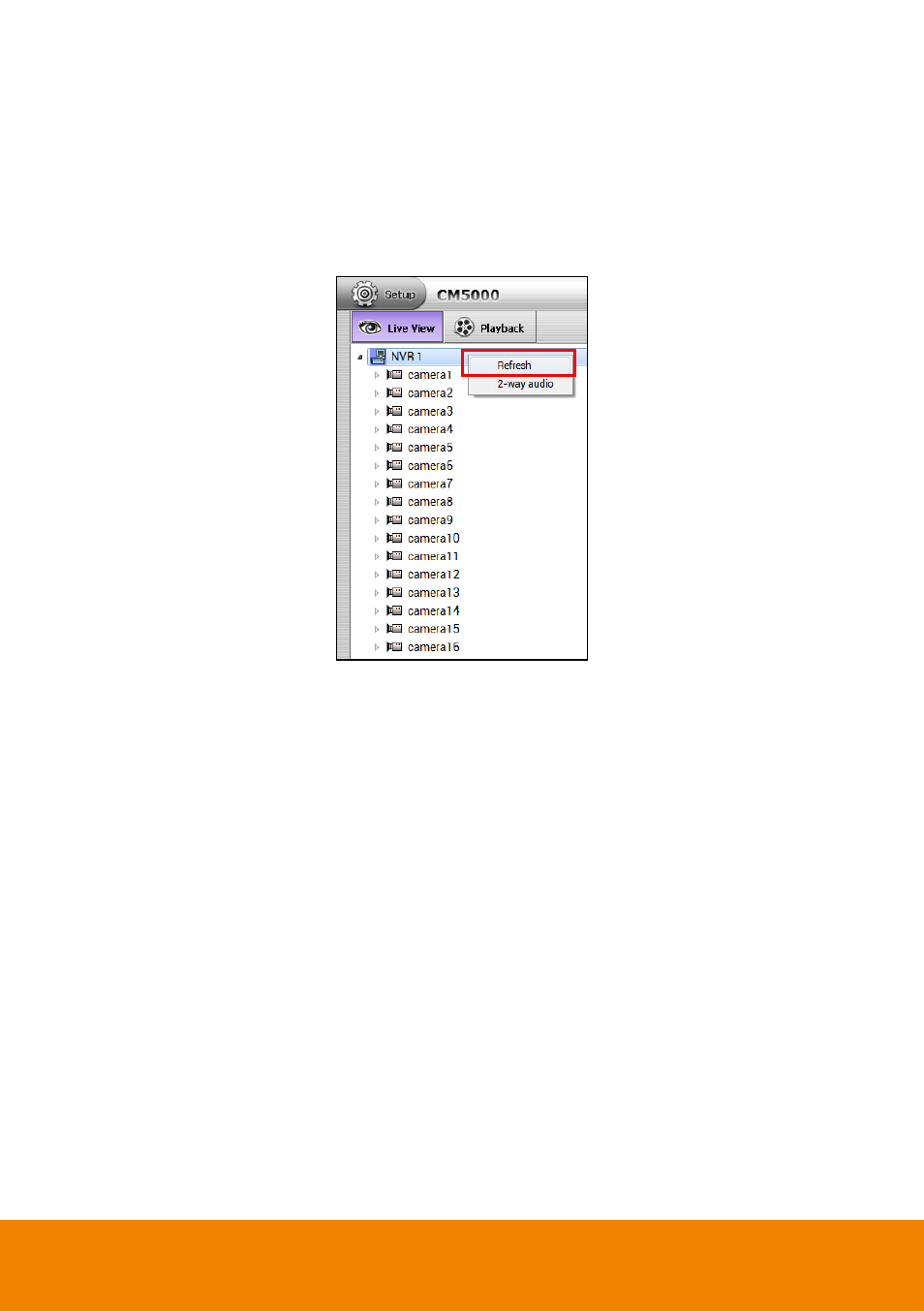 5 refresh the status of remote nvr/dvr server, Refresh the status of remote nvr/dvr server | AVer CM5000 User Manual | Page 20 / 157