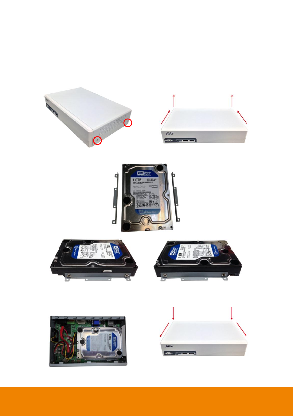 4 hard disk installation, Hard disk installation | AVer E1008H User Manual | Page 14 / 180