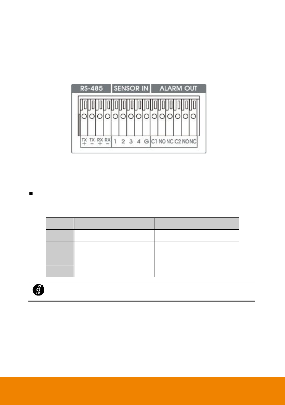 5 pin definition of sensor/relay/rs485 port, Pin definition of sensor/relay/rs485 port | AVer E1008H User Manual | Page 15 / 180