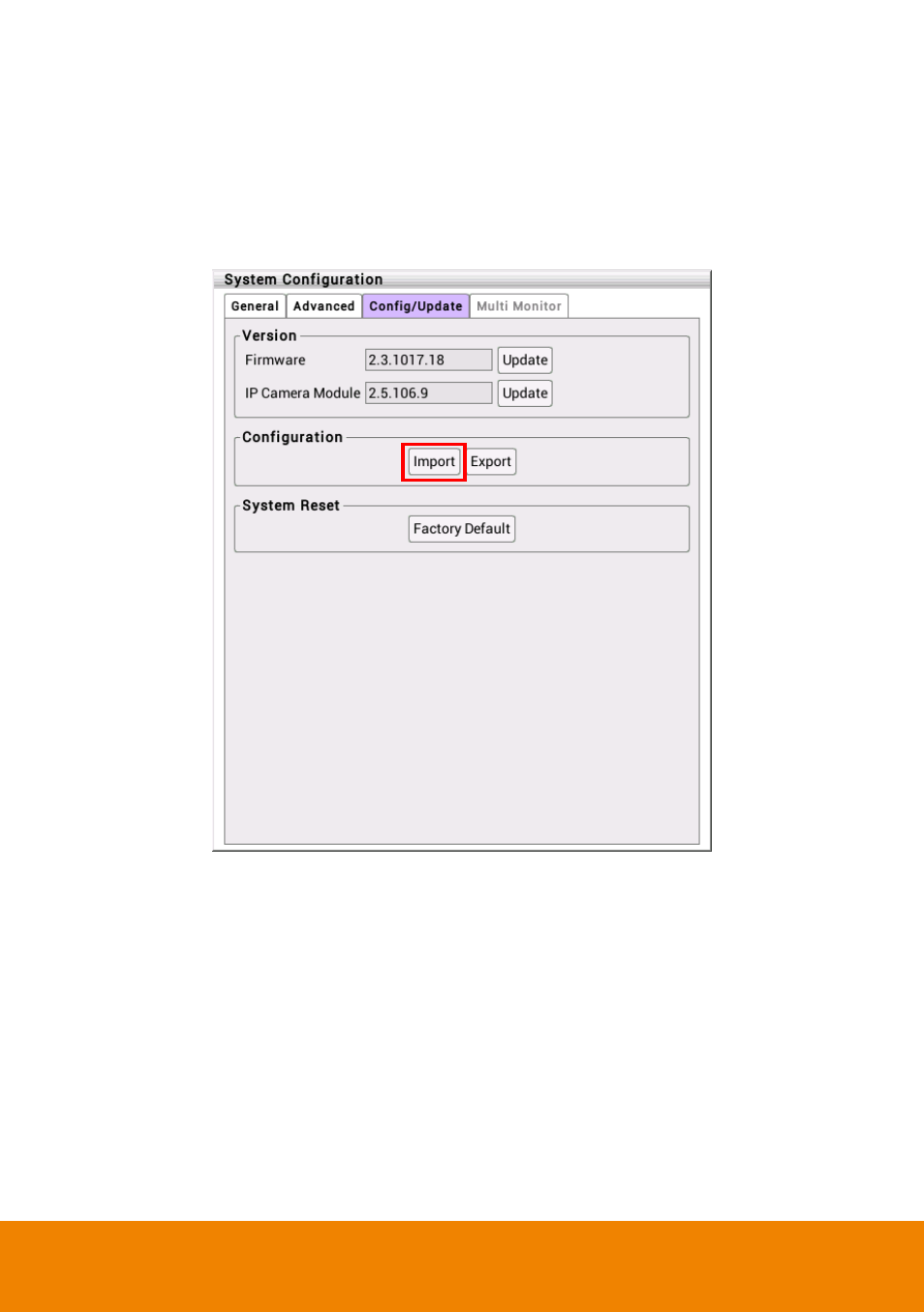 1 import the nvr/dvr system configuration, Import the nvr/dvr system configuration | AVer E1008H User Manual | Page 42 / 180