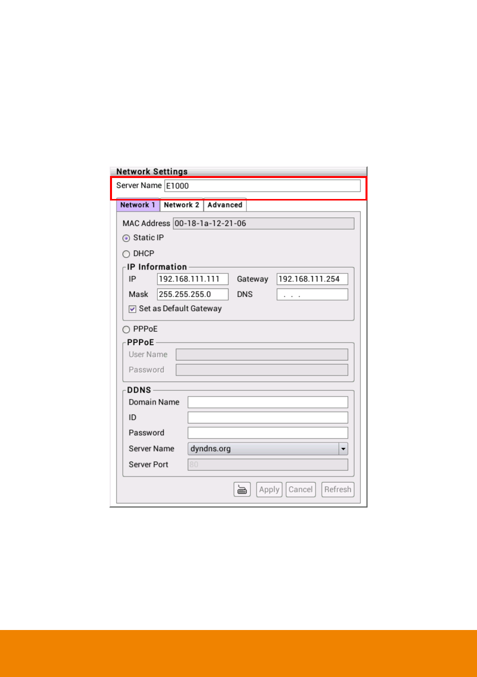 1 setup the nvr/dvr server name, Setup the nvr/dvr server name | AVer E1008H User Manual | Page 52 / 180