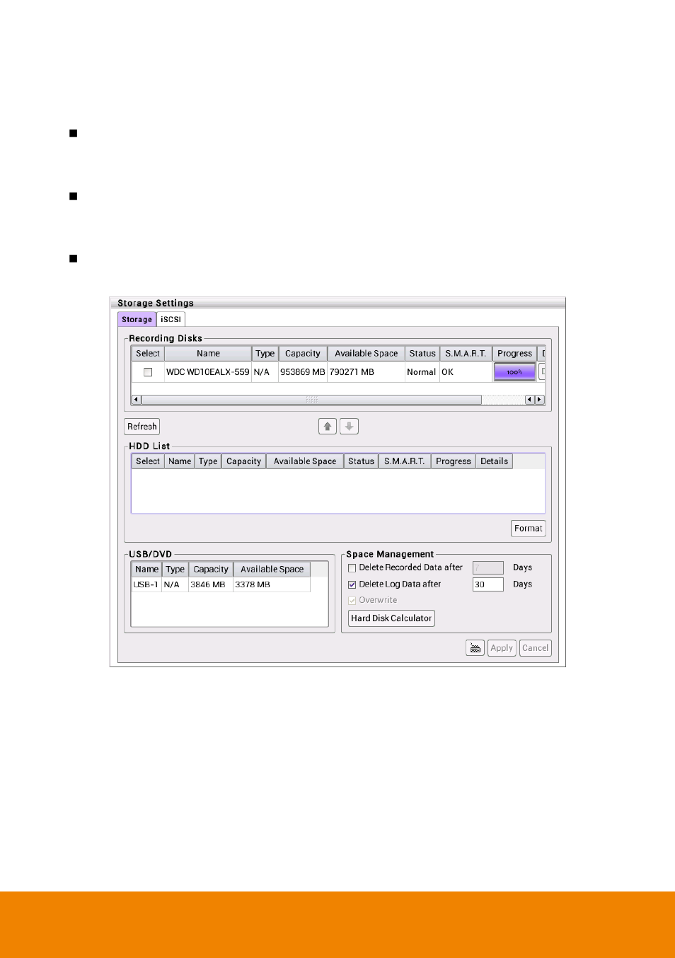 3 setup hard disk and event log recycle time, Setup hard disk and event log recycle time | AVer E1008H User Manual | Page 59 / 180