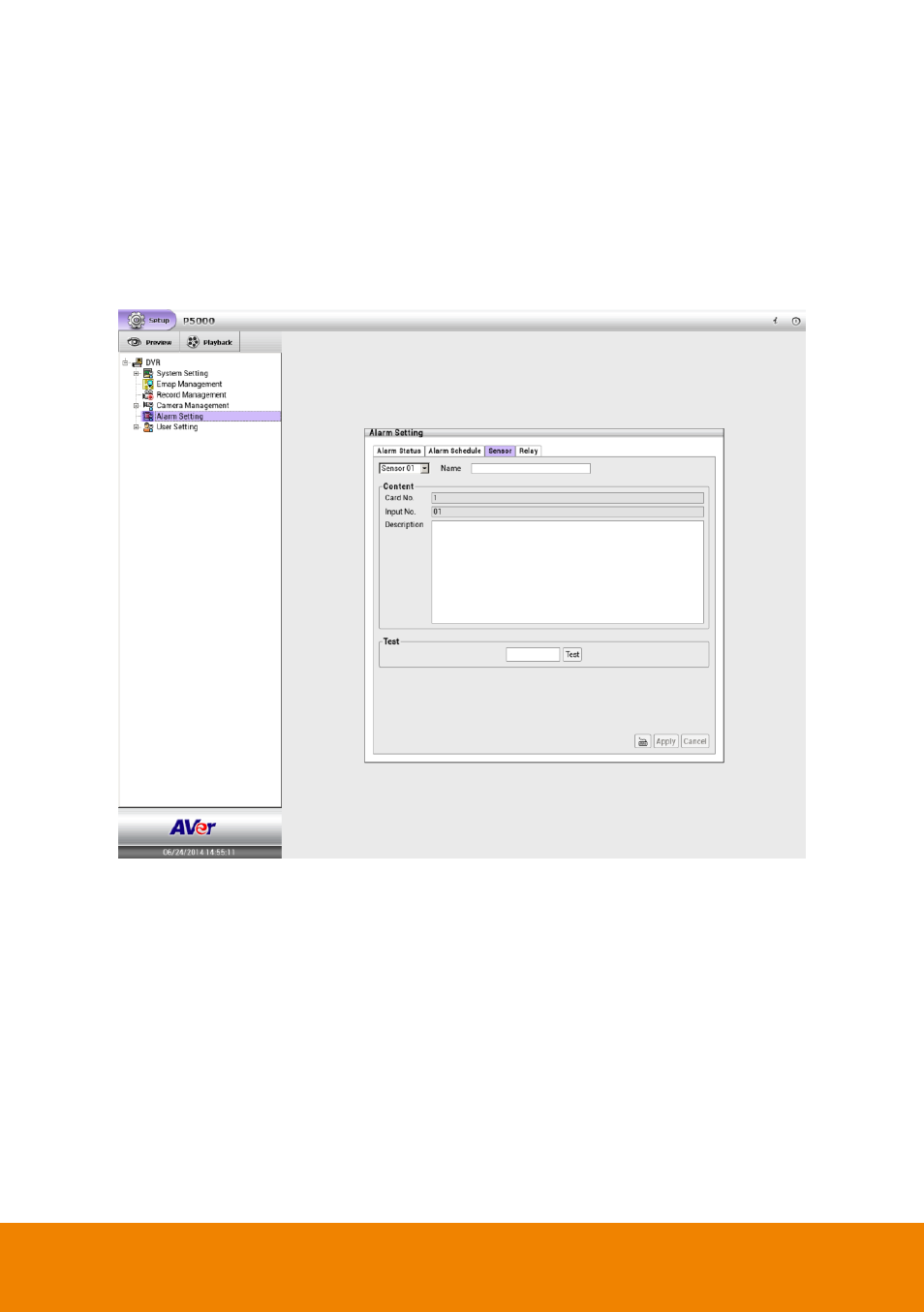 14 i/o setting, 1 sensor setting, I/o setting | AVer P5000 series User Manual | Page 120 / 177