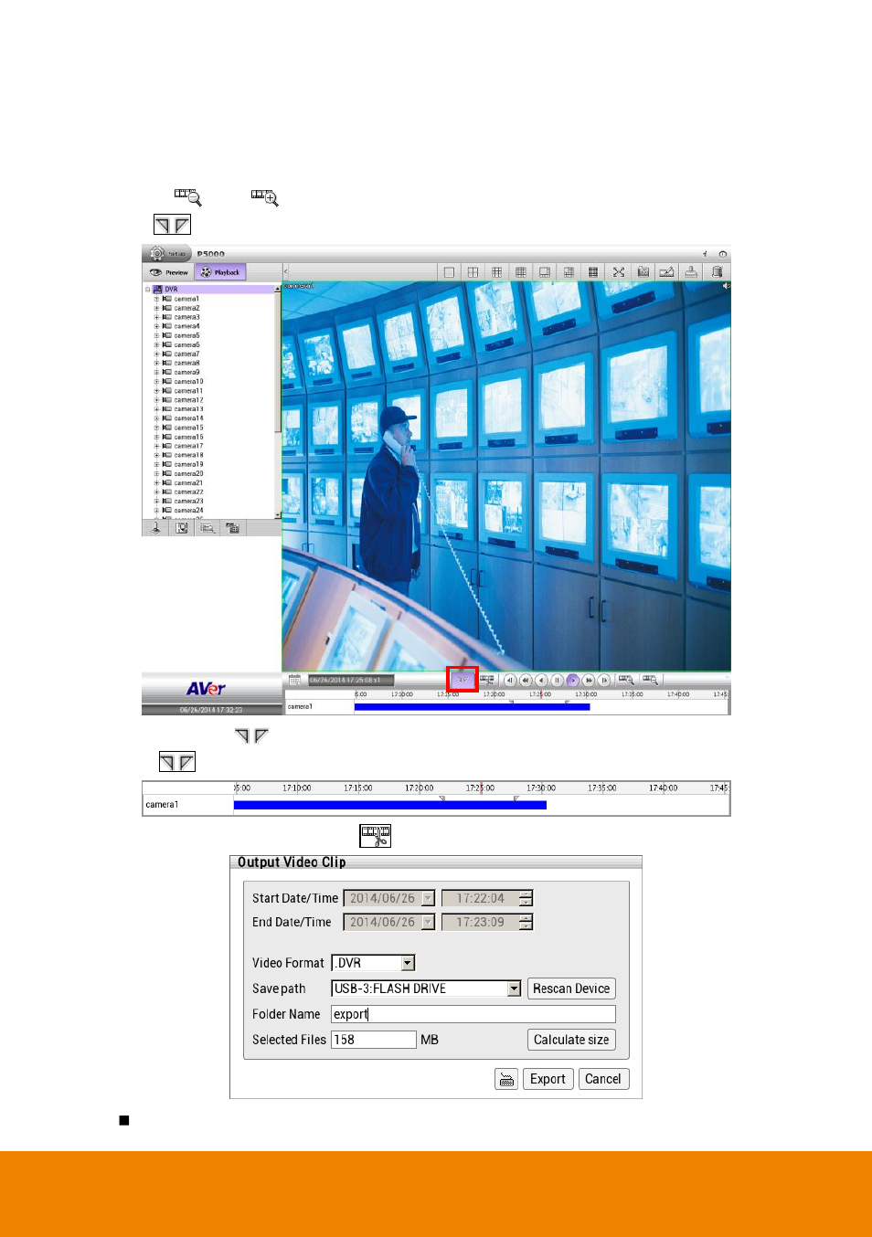 6 output a video clip to a usb pen drive, Output a video clip to a usb pen drive, Chapter | Chapter 4.6.6 | AVer P5000 series User Manual | Page 162 / 177