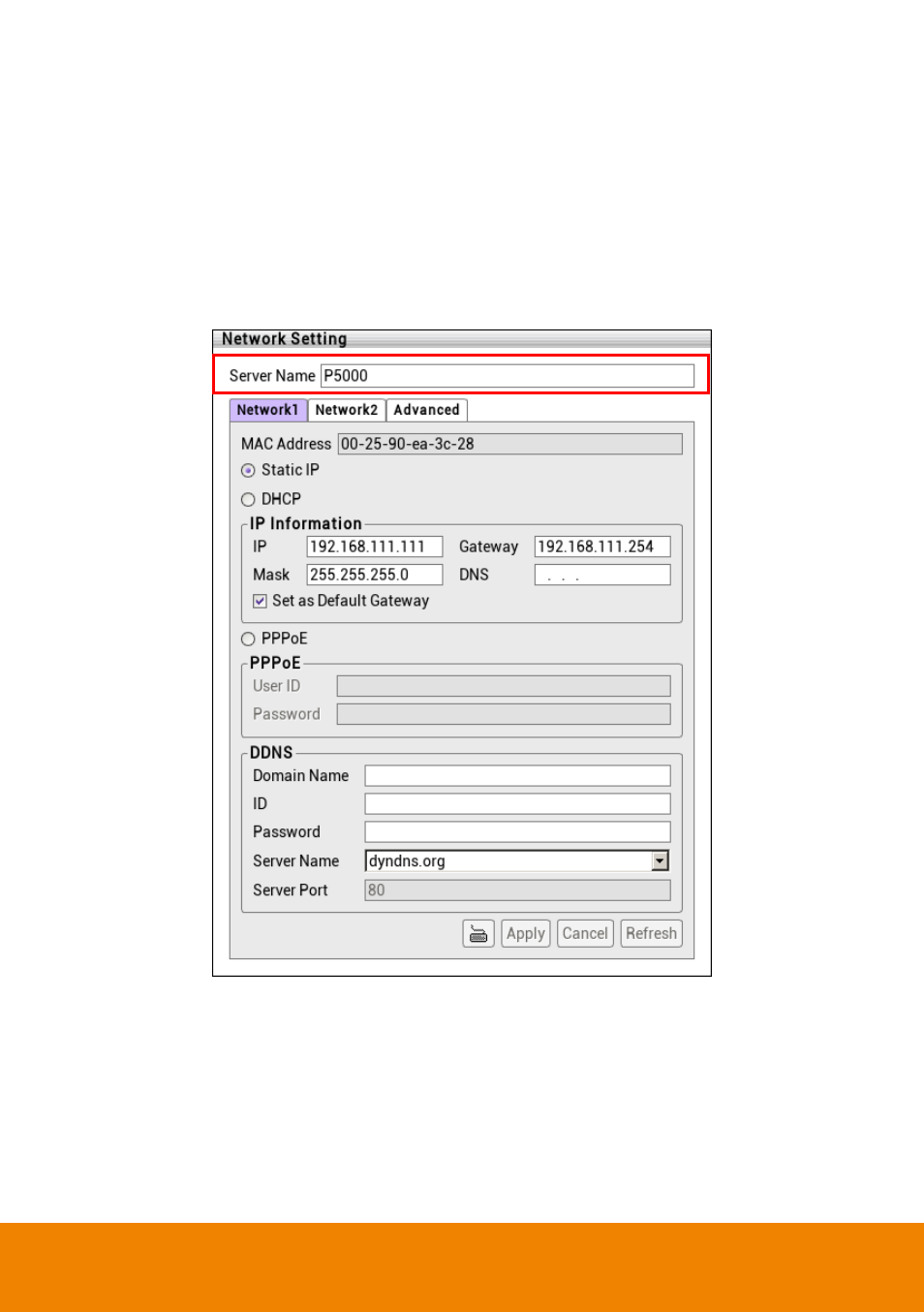 1 setup nvr/dvr server name, Setup nvr/dvr server name | AVer P5000 series User Manual | Page 52 / 177