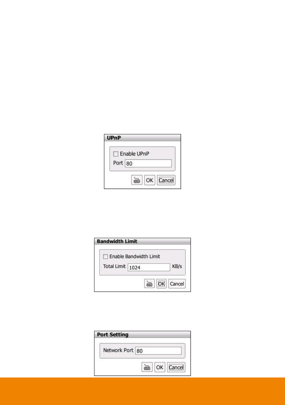 1 setup transmitting camera, 2 setup upnp, 3 setup bandwidth limit | 4 setup network port, Setup transmitting camera, Setup upnp, Setup bandwidth limit, Setup network port | AVer P5000 series User Manual | Page 54 / 177
