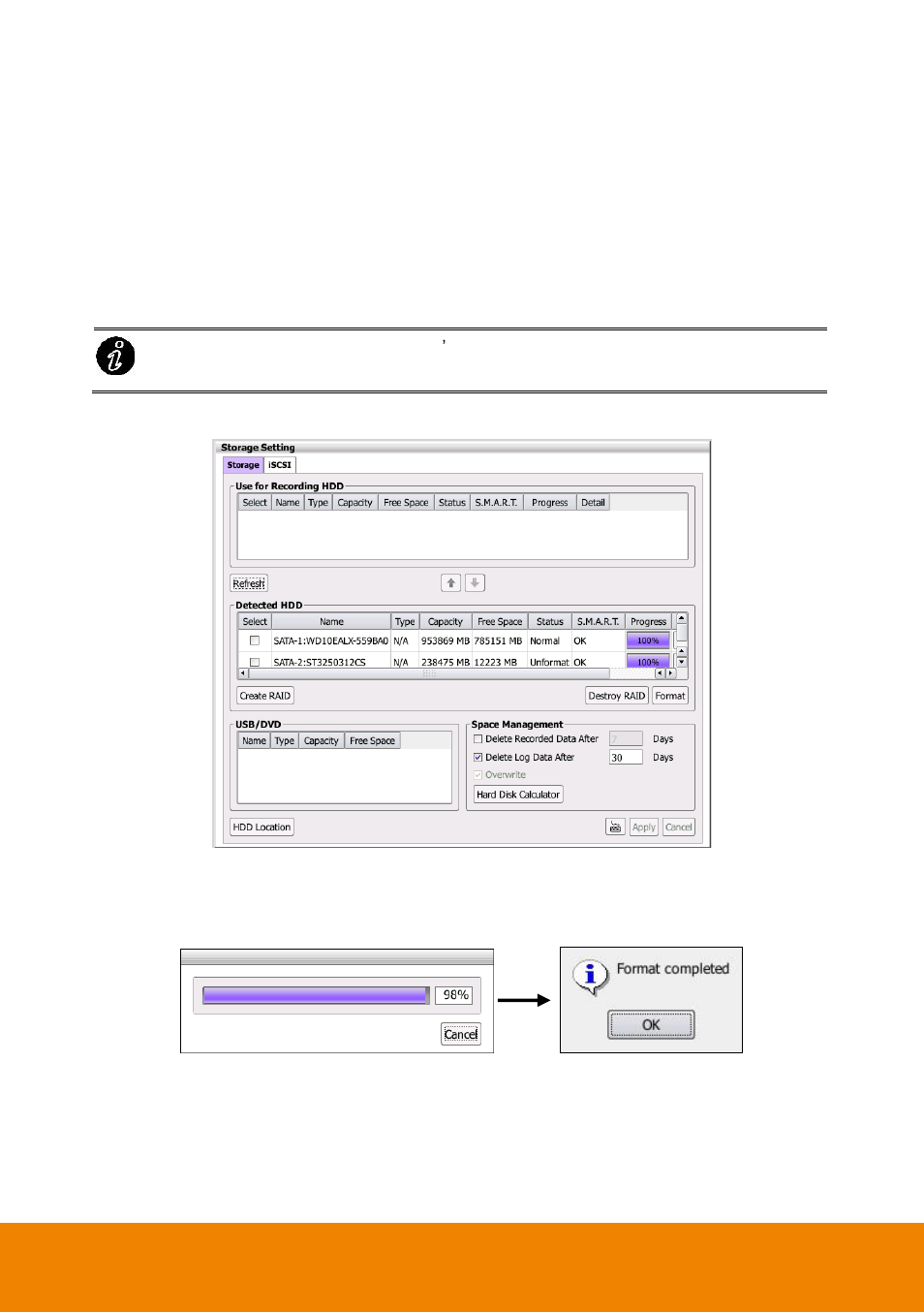 1 formatting hard disk, Formatting hard disk, Chapter 2.7.1 | AVer P5000 series User Manual | Page 56 / 177