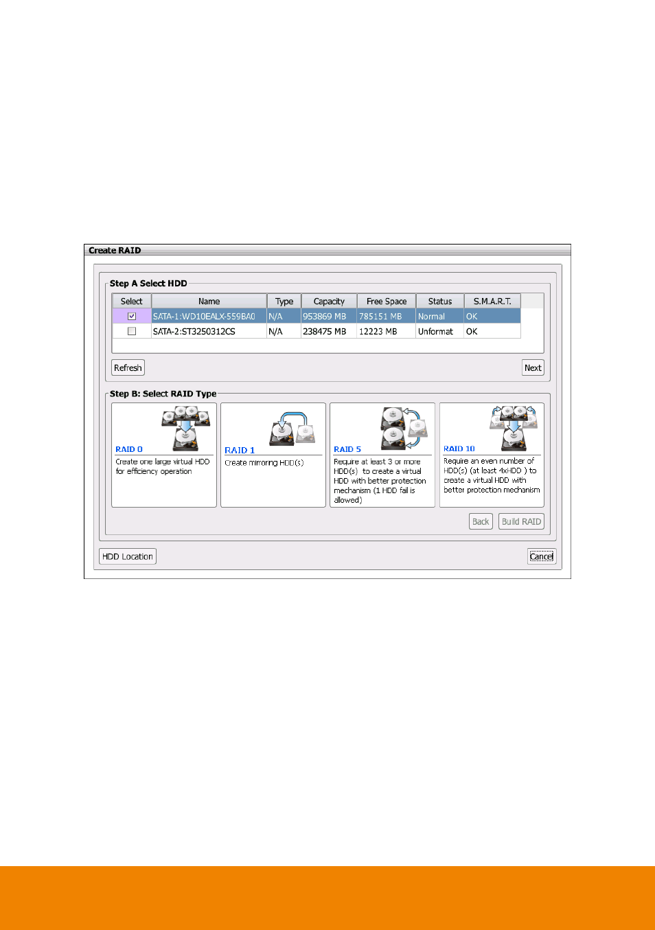 2 creating raid drive, Creating raid drive, Chapter 2.7.2 | AVer P5000 series User Manual | Page 57 / 177