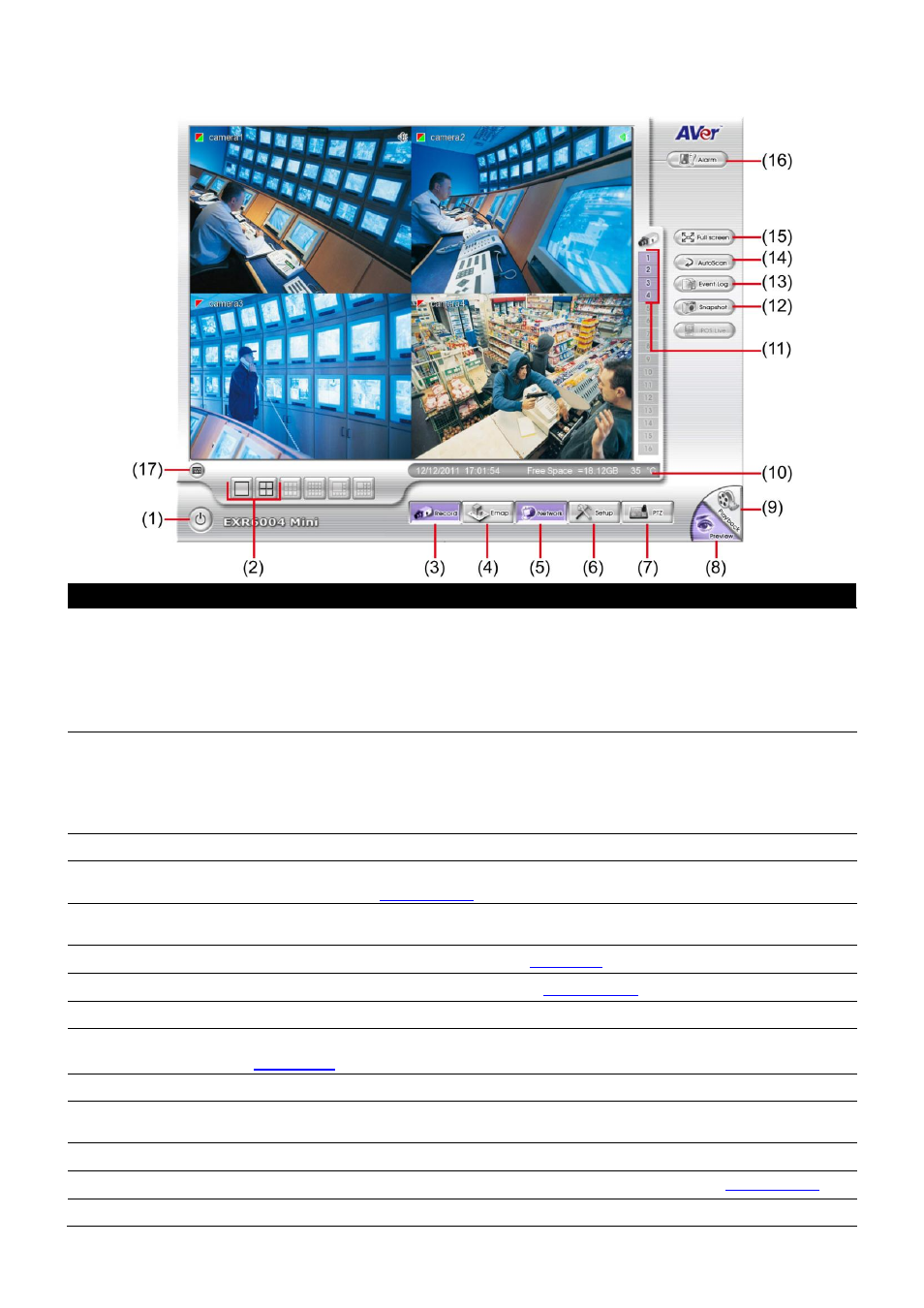 Familiarizing the buttons in preview mode, 2 familiarizing the buttons in preview mode | AVer EXR6004-Mini user manual User Manual | Page 16 / 99