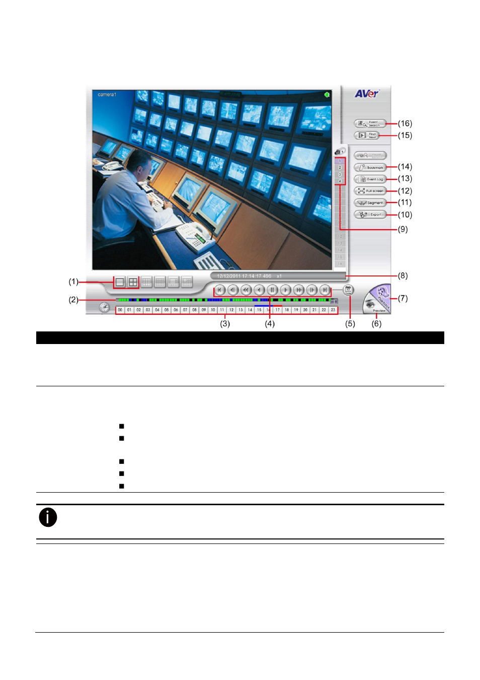 Familiarizing the buttons in playback mode, 3 familiarizing the buttons in playback mode | AVer EXR6004-Mini user manual User Manual | Page 22 / 99