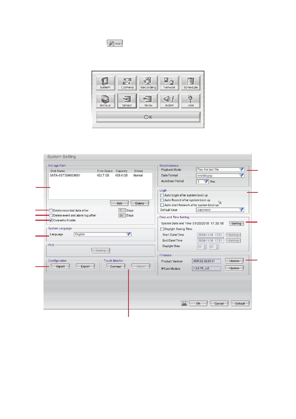 Chapter 3, Customizing the dvr system, System setup | Chapter 3 customizing the dvr system, 1 system setup | AVer EXR6004-Mini user manual User Manual | Page 27 / 99