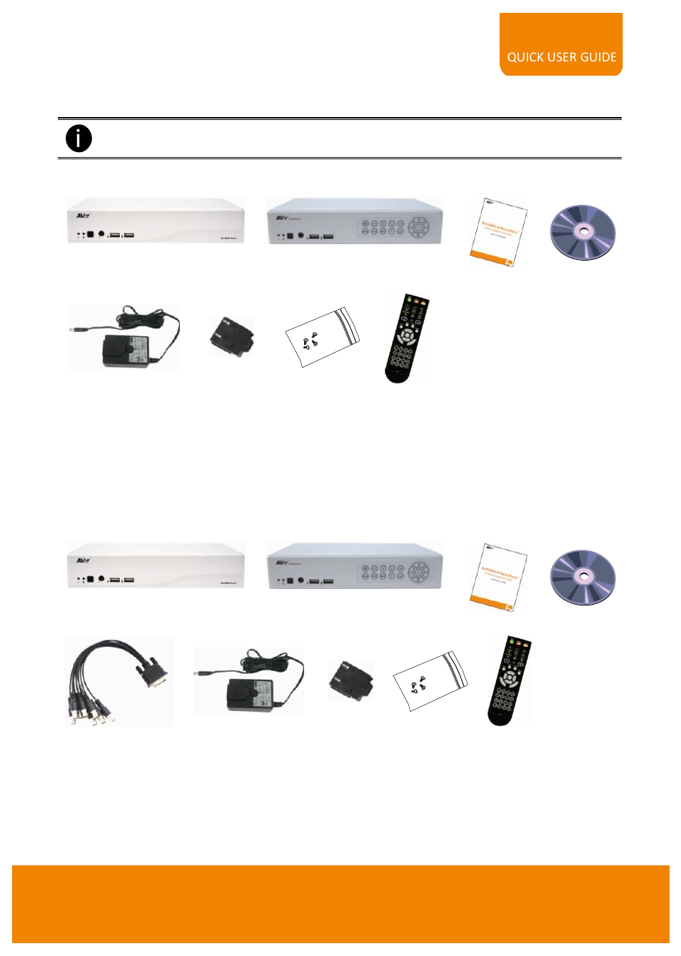 Package contents, Eh1004h-4 nano/nano, 4ch) | Eh1008h-4 nano/nano, 8ch), I. package contents | AVer EH1116H-4 Nano quick guide User Manual | Page 7 / 27