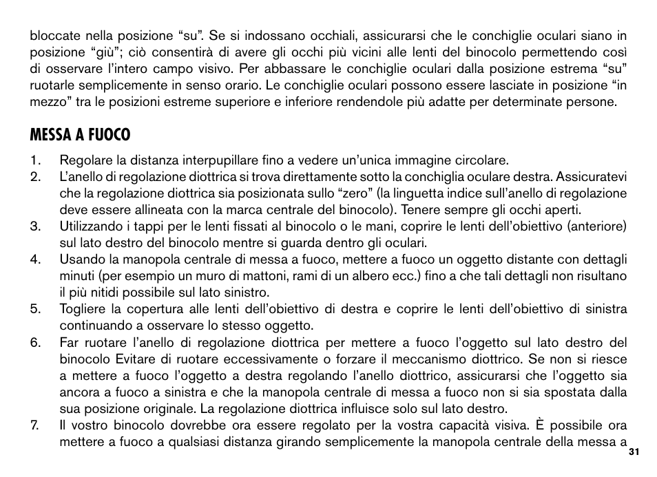 Messa a fuoco | Bushnell TROPHY XLT User Manual | Page 31 / 36