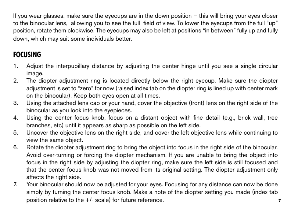 Focusing | Bushnell TROPHY XLT User Manual | Page 7 / 36