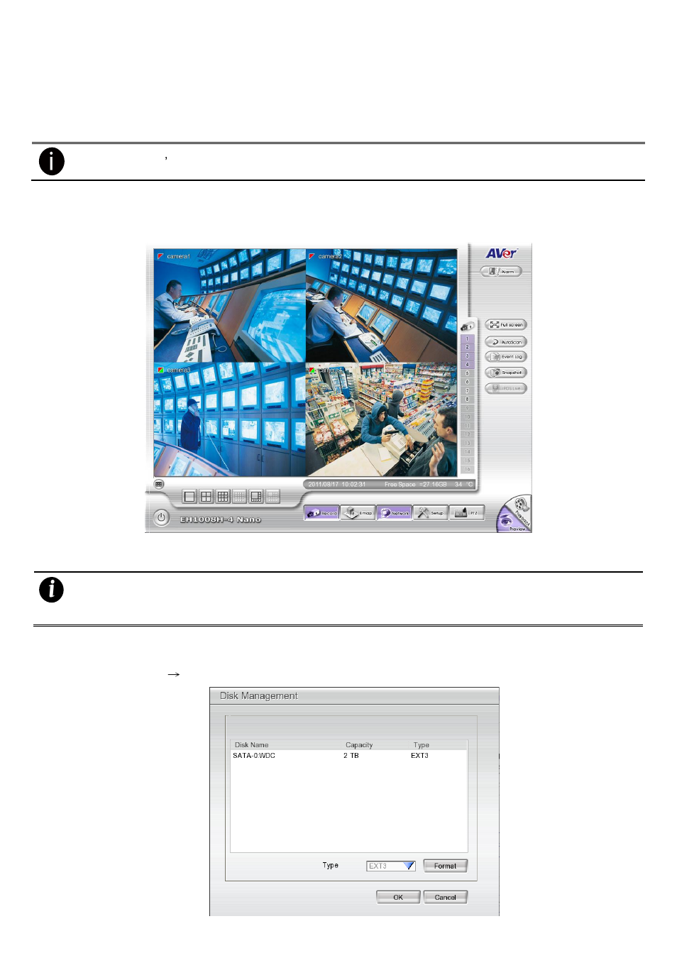 Chapter 2, Using the dvr software, First time using the dvr unit | Chapter 2 using the dvr software, 1 first time using the dvr unit | AVer EH1116H-4 Nano user manual User Manual | Page 23 / 125